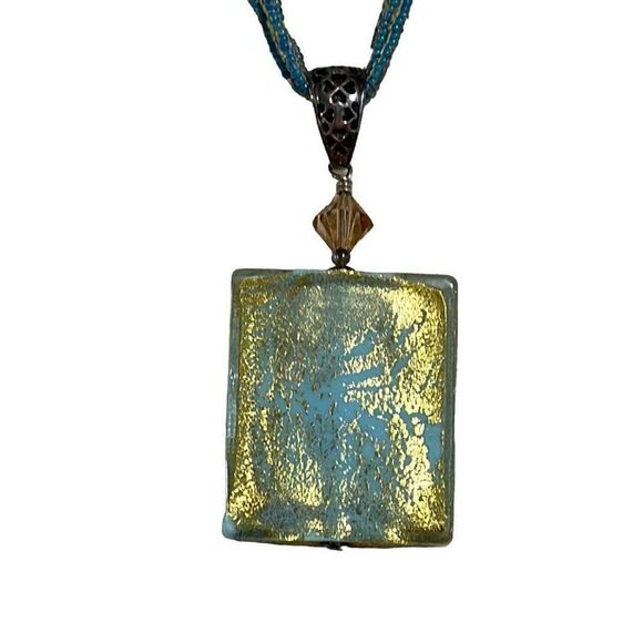 Multi strand beaded necklace with large glass pendant - Picture 2 of 4